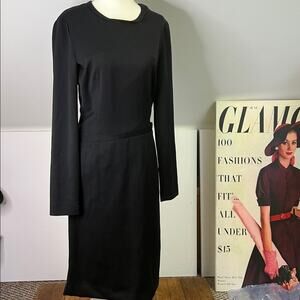 Jill Sanders Dress Elegant Black Long Sleeve midi classic Dress